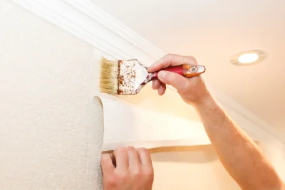 Pose de papier peint à l'Oie — revêtements muraux et toiles de verre